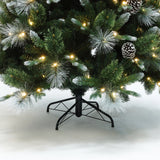Pre-Lit Green and White Branches Pine Christmas Tree,6.2Ft
