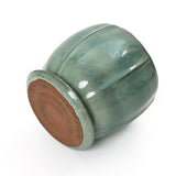 Jade Green Large Round Ceramic Planter with Attached Saucer, Glazed Indoor Outdoor Planter Pot 11.4'' Dia