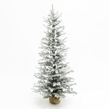 Pre-Lit Snow-Flocked Christmas Tree with Base,4Ft
