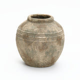 Rustic Gray and White Round Terracotta Vase,11.81''