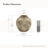 Rustic Gray and White Round Terracotta Vase,13.4''
