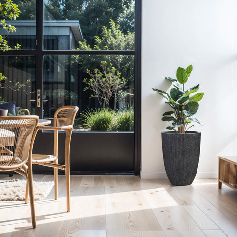 Ibiza tall indoor/outdoor planter set of 2, black