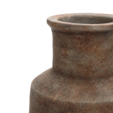 The LuxenHome Brown Ombre Terracotta Tall Vase, 14.8 h, features a rustic charm with its earthy tones and elegant neck. Its handcrafted allure and subtle texture are highlighted against a minimalistic white background, embodying minimalist design principles.