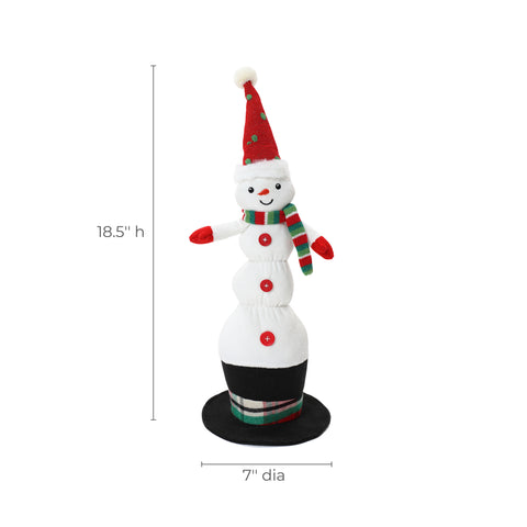 Snowman animated singing battery-powered plush toy, 18.5" tall