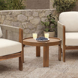 Acacia Wood Outdoor Round Coffee Table, 27.5" Dia