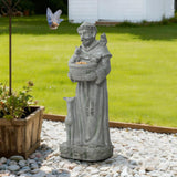 Saint Francis Outdoor Garden Statue with Birdfeeder Bowl, 27.5"