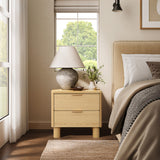 Oak Nightstand with Drawers, 21.6'' H