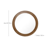 Round Mirror, Farmhouse Wooden Decorative Mirrors for Wall, 25.8''