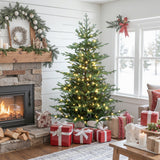 Pre-Lit Green Artificial Fir Christmas Tree with Stand, 6ft