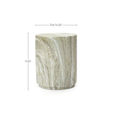 Marbled Green & White Outdoor Round Patio Side Table,14.25'' Dia
