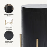 Black Side Table with Hidden Storage, 21.8'' H