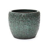Antique Green Ceramic Planter Pot with Textured Surface, Round Flower Pots for Plants 14'' Dia