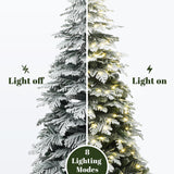 Pre-Lit Flocked Spruce Christmas Tree with Stand,6ft