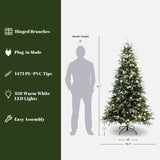 Pre-Lit Full Artificial Christmas Tree with Lights, 6.5ft