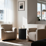 Bella Round Wood Fluted Side Table,Black 19.29''
