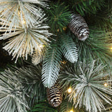 Pre-Lit Flocked Pine Christmas Tree with Metal Stand,6ft