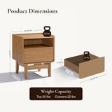 Eric oak finish nightstand with drawer, 22.64"h