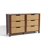 Modern Wood Storage Horizontal Dresser with 6-Drawer,Walnut