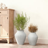 Cement Antique White Vase, 15.8'' H
