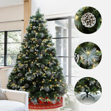 Pre-Lit Mixed Green White Artificial Christmas Trees, 7ft