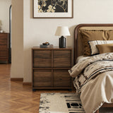 Modern Wood Storage End Table with 2-Drawers,Walnut