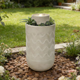 Resin Outdoor Fountain with Planter and LED Lights, 27.4'' H