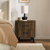 Leo Dark Walnut finish Manufactured Wood End Table Nightstand, 19"W