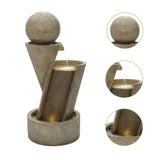 Resin Outdoor Waterfall Fountain with LED Lights, 34.8'' H