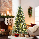 Pre-Lit Snow-Flocked Artificial Pine Christmas Tree, 6ft