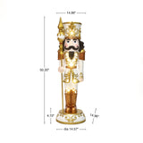 Christmas Soldier Nutcracker Decor in White & Gold with Lights, 4 ft