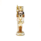 Christmas Soldier Nutcracker Decor in White & Gold with Lights, 4 ft