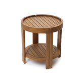 Acacia Wood Outdoor Side Table with Tray Top and Shelf, 20.4''