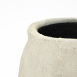 Cement Beige Round Plant Pot with Drainage Hole, 16'' Dia