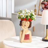 Lady strawberries ceramic sculpture vase