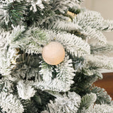 Pre-Lit Flocked Artificial Tree Christmas with Potted,5Ft