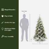 Pre-Lit Flocked Spruce Christmas Tree with Stand,6ft