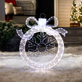 Christmas Snowflake Wreath Holiday Decor With Light, 3ft