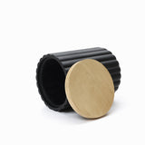 Black Fluted Round Patio Side Table with Lid & Built,19.7''