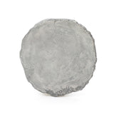 Off White MgO Outdoor Patio Side Table with Textured Base, 16.1"