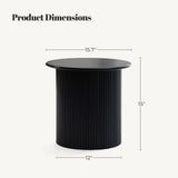 Compact Round Side Table, Black, 15'' H