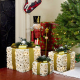 Christmas Decor Gift Boxes with Lights Outdoor - Set of 3