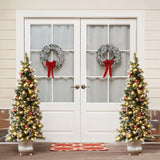 Pre-Lit Pine Christmas Tree with Snowflake Potted,5Ft