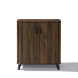 Leo Mid-Century Dark Walnut finish Wood Sideboard Cabinet, 32"W