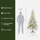 Pre-Lit Flocked Sweeping Christmas Branches Tree,7.5Ft