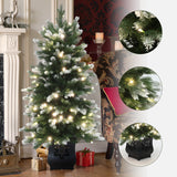 Pre-Lit Flocked Artificial Christmas Tree in Pot, 4ft