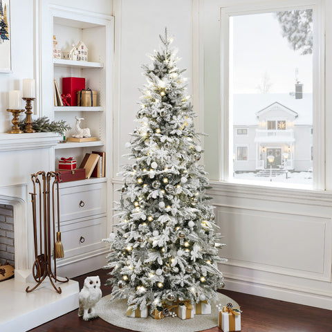 decorating-home-with-6-foot-pre-lit-snow-flocked-christmas-tree