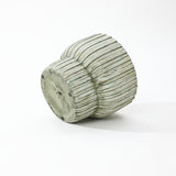 Green Ribbed Planter Pot, Vintage Fluted Plant Pot with Drainage 16.1'' Dia