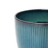 Forest Fade Ribbed Ceramic Planters Pots Glossy Green Gradient, 12"