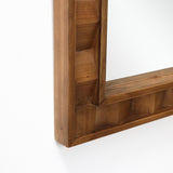 Rustic Solid Frame Arch Rectangle Wood Wall Mirror, 35"H