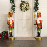 Christmas Soldier Nutcracker Decor with Scepter and Lights, 4ft